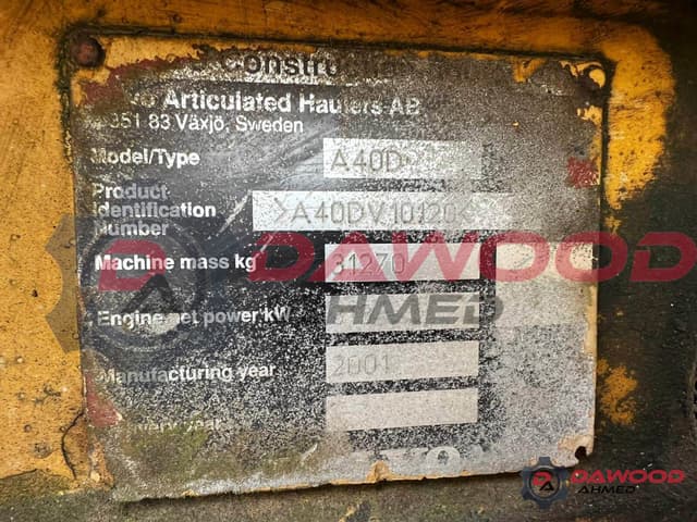 Volvo A40D Articulated Dump Truck Year: 2001 - photo 4